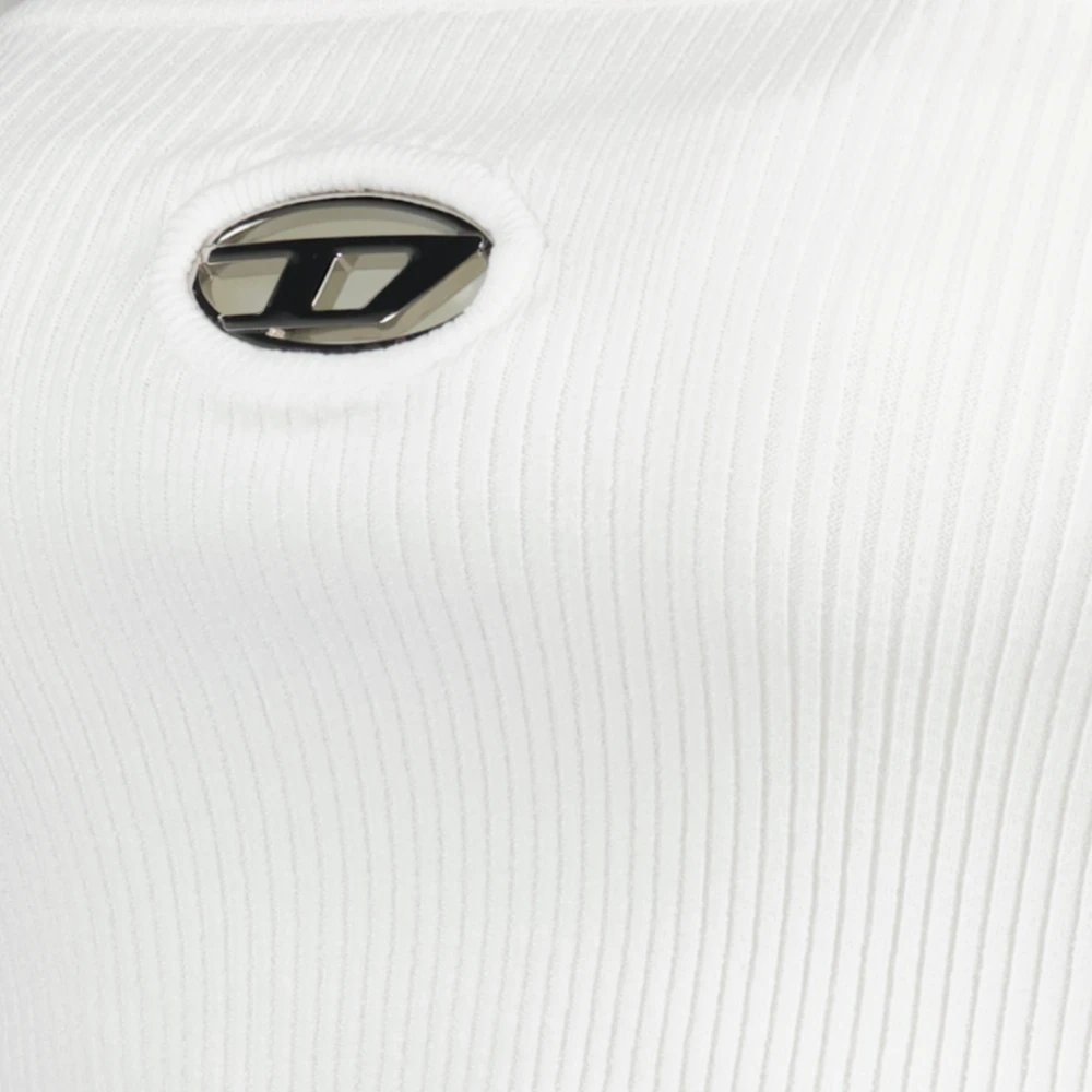 Diesel Geribbeld Wit Crop Top White Dames
