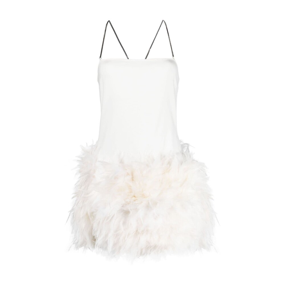 Vestido blanco online plumas