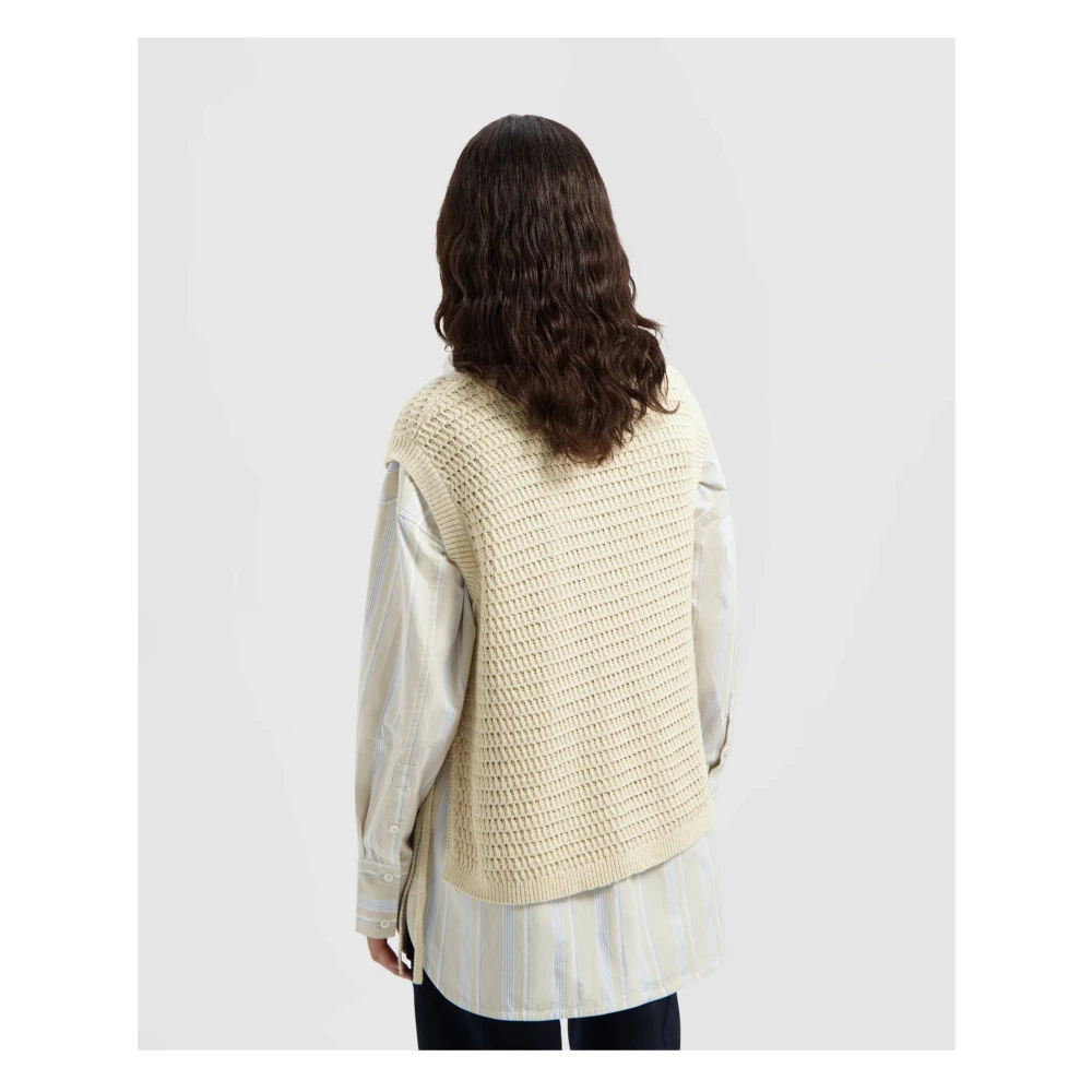 Olaf Hussein Open Gebreid Vest Off White Dames