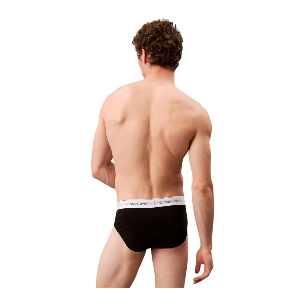 Calvin Klein Gedrukte Katoenen Briefs 3 Pack Black Heren