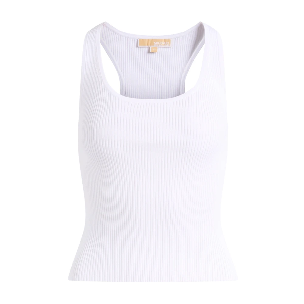 Michael Kors Women's White Racer Back Scoop Nk Tank - Sleeveless Tops - L - Tops