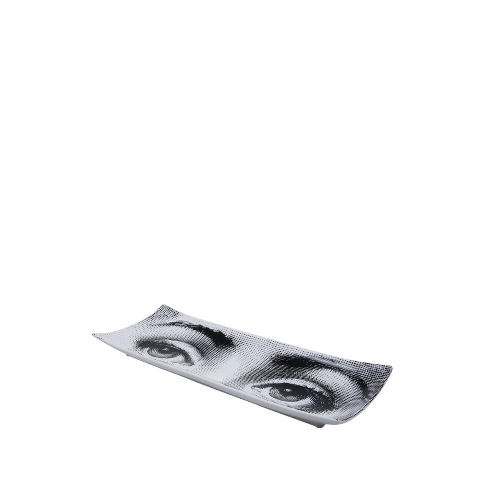Fornasetti Zwart Wit Rechthoekige Dienblad Occhi Black Dames