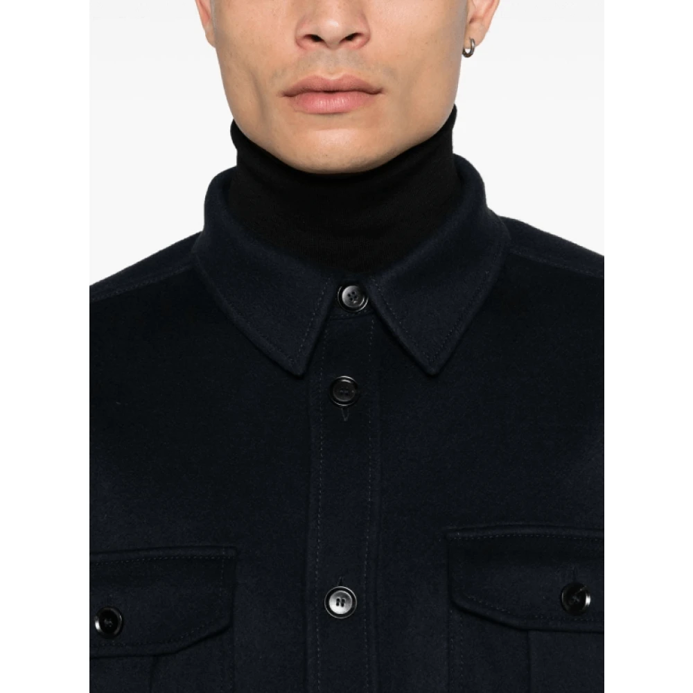 Brioni Middernachtblauw Wol-Kasjmier Overhemdjas Blue Heren