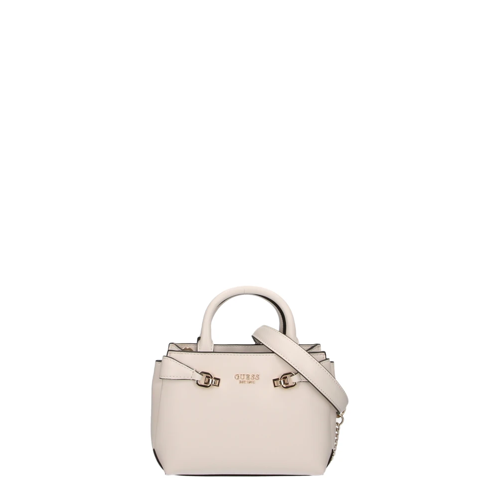 Guess Women's Beige Faux Leather Handbag With Metal Logo