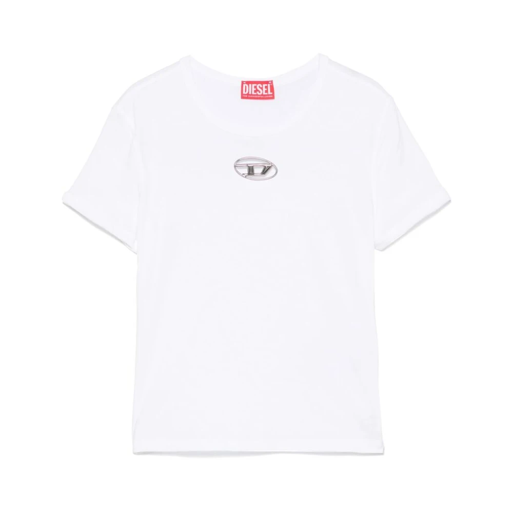 Diesel Witte Ovale D Logo Crew Neck T-shirt White Dames