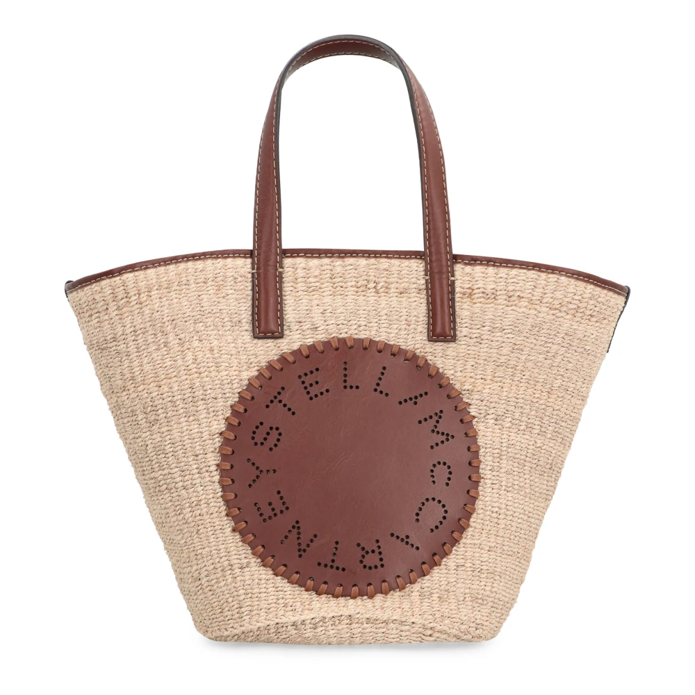 Stella Mccartney Geweven Raffia Tote Tas met Kunstleren Details Beige Dames