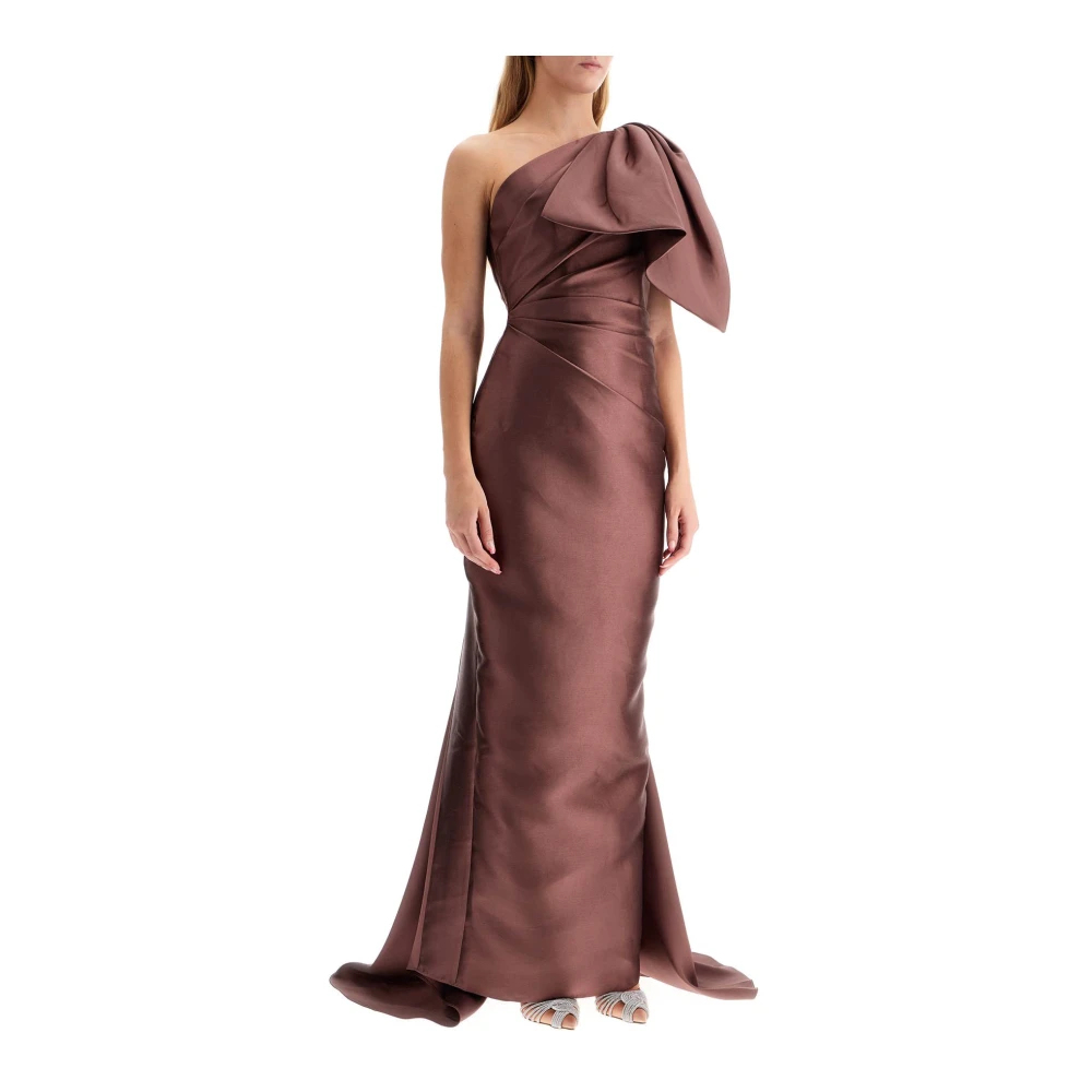 Solace London Glamoureuze one-shoulder jurk met strikdetail Brown Dames