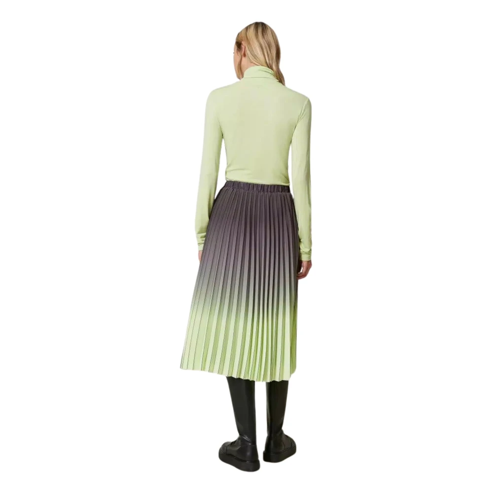 Twinset Grijze Midi Rok met Bedrukte Georgette Multicolor Dames