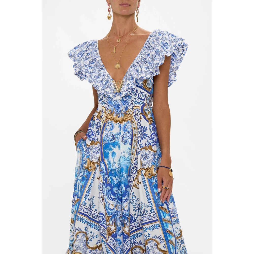 Camilla Frill Neck Jurk met Hardware Azul Adventures Blue Dames