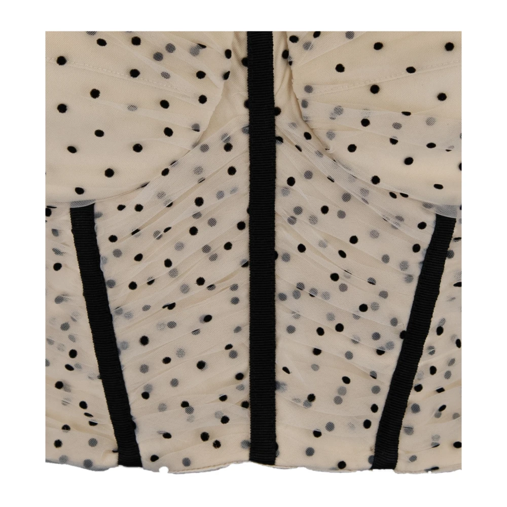 Elisabetta Franchi Mouwloze top met polka dots en rits Beige Dames