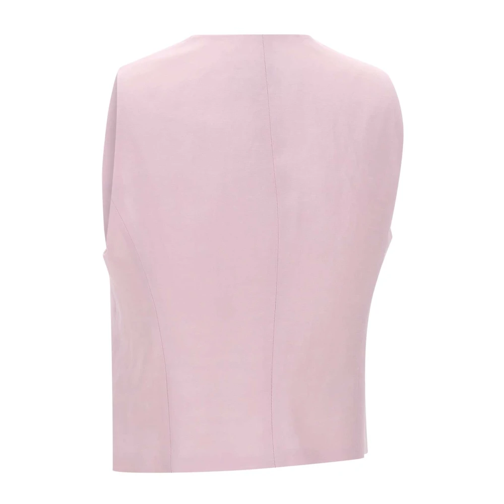 Kaos Roze Linnen en Viscose Gilet Jas Pink Dames