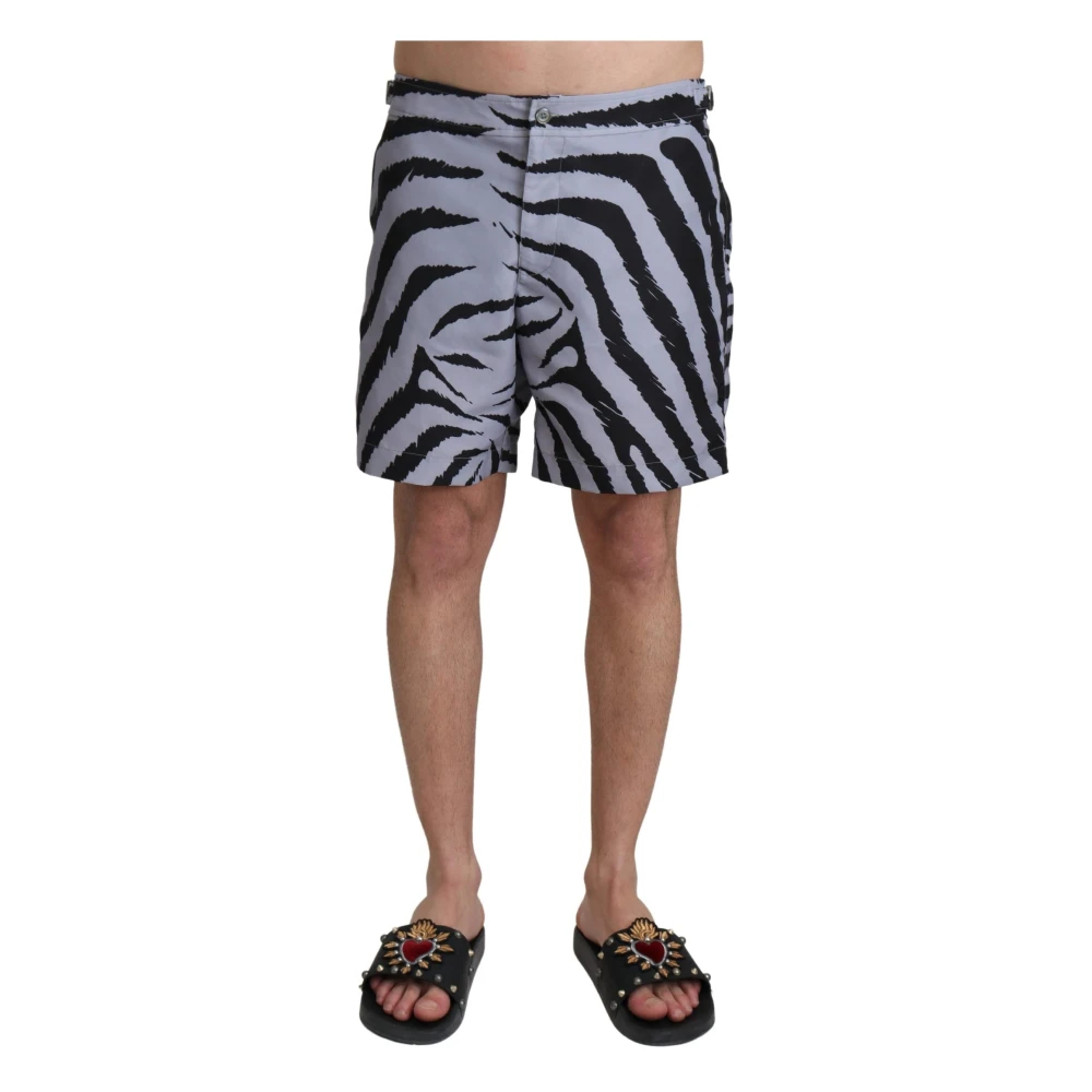 Dolce & Gabbana Men's Beachwear Swimshorts With Zebra Print