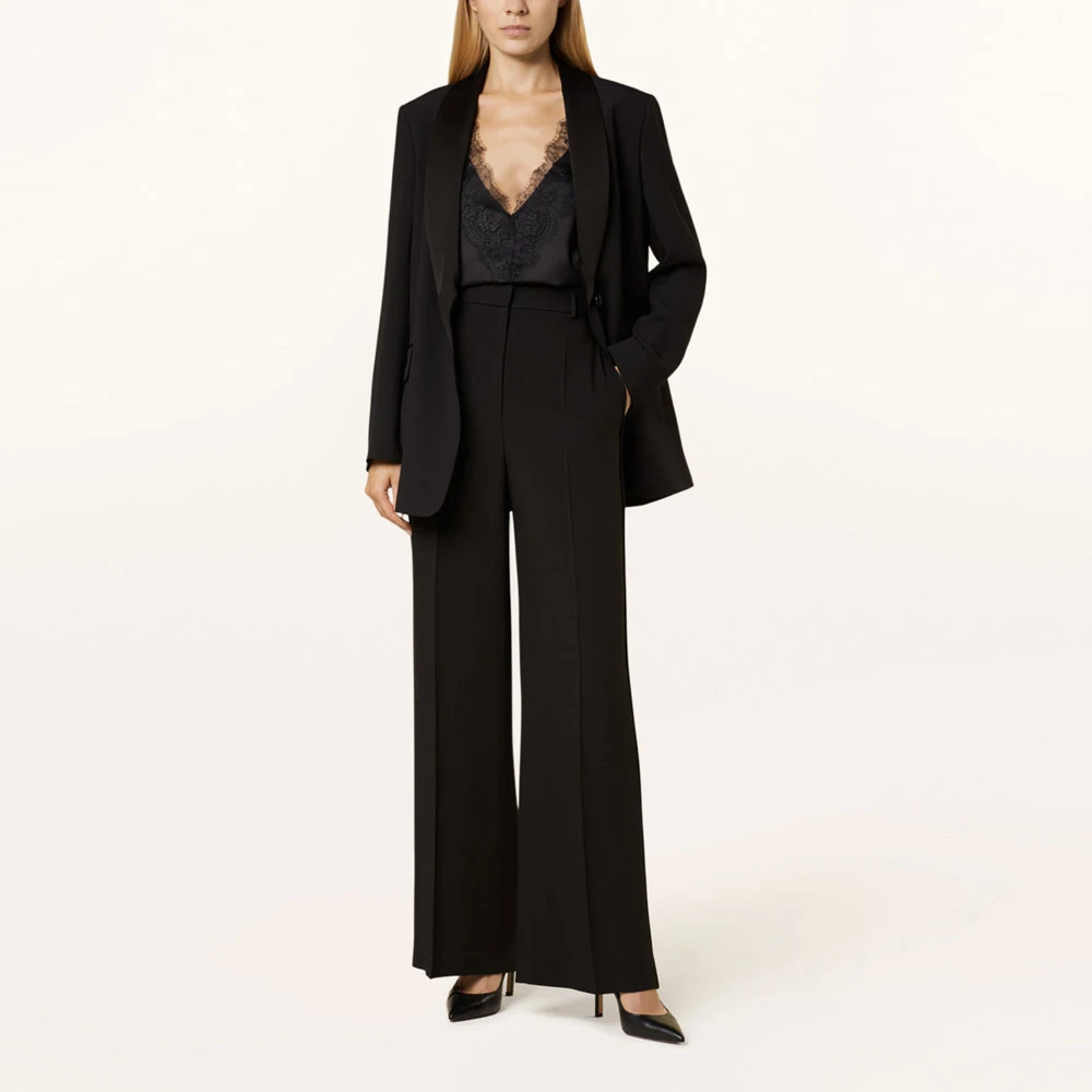 Hugo Boss Satinbroek met relaxte pasvorm Black Dames