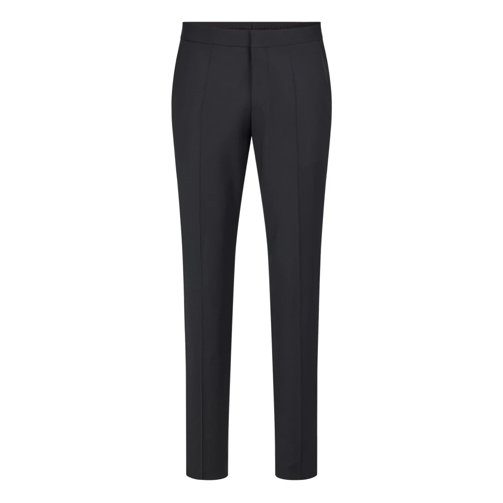 Hugo Men's Black Stretch Wool-Mix Trousers With Pleats - Suit Trousers - 2XL - Trousers