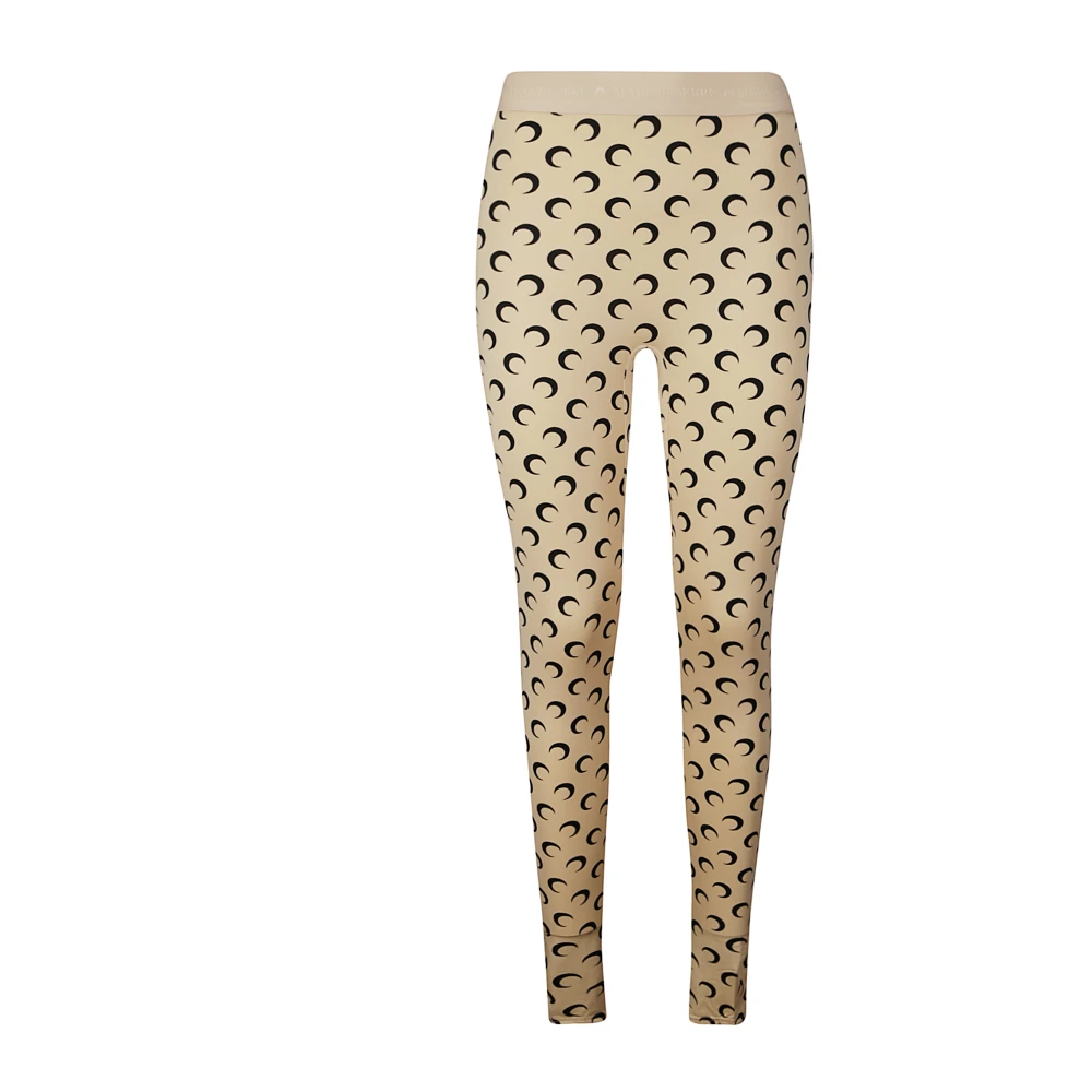 Marine Serre Women's Beige Leggings, Xl, Moon Printed Stirrup Leggings