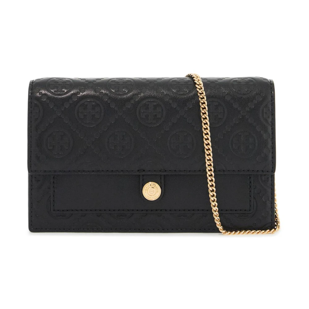 TORY BURCH Monogram Leren Mini Tas Black Dames