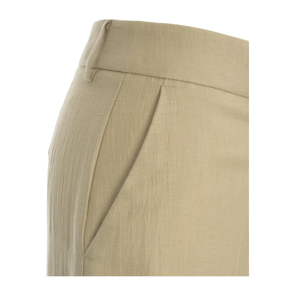 Kaos Stijlvolle Beige Wijde Linnen Broek Beige Dames