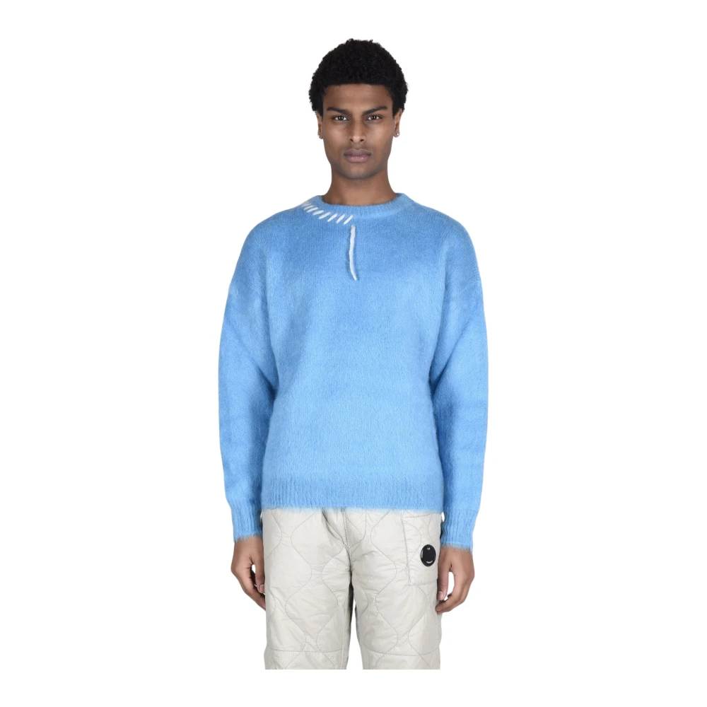 Bonsai Blauwe Crew Neck Mohair Sweater Blue Heren