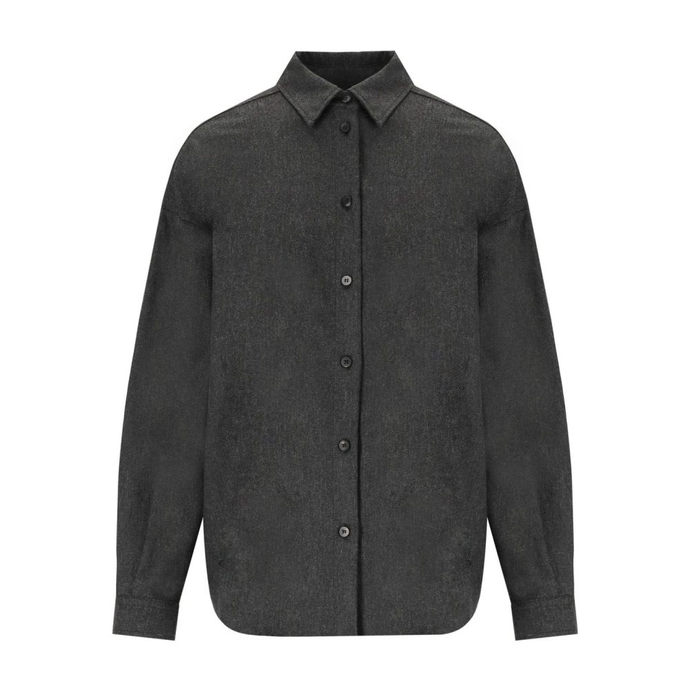 Cruna Grijze Oversized Wolmix Flanellen Shirt Gray Dames