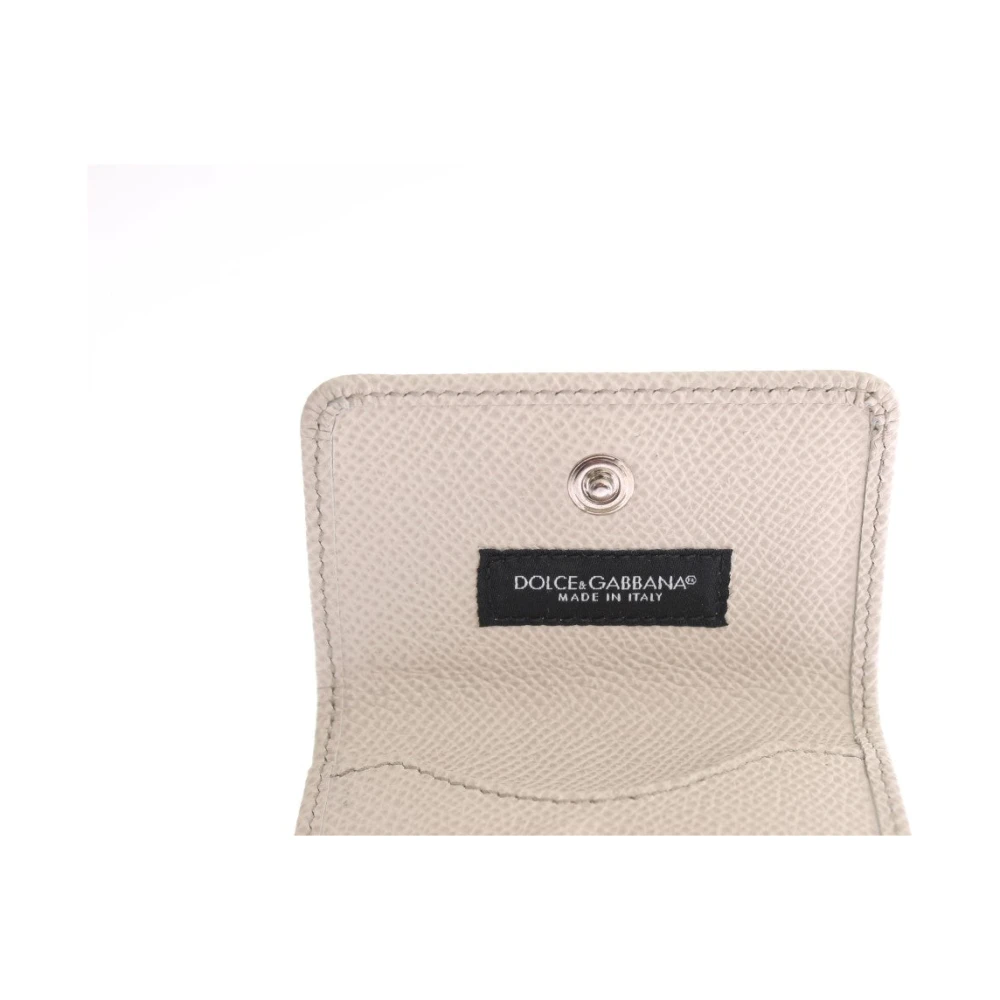 Dolce & Gabbana Elegante Leren Condoomhoes Portemonnee White Dames