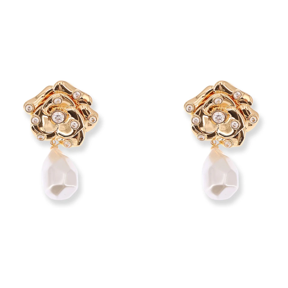Self Portrait Women's Yellow Flower Pearl Earrings