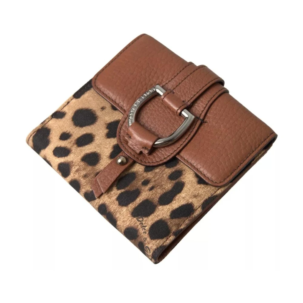Dolce & Gabbana Luipaardprint Bifold Pasjeshouder Portemonnee Brown Dames