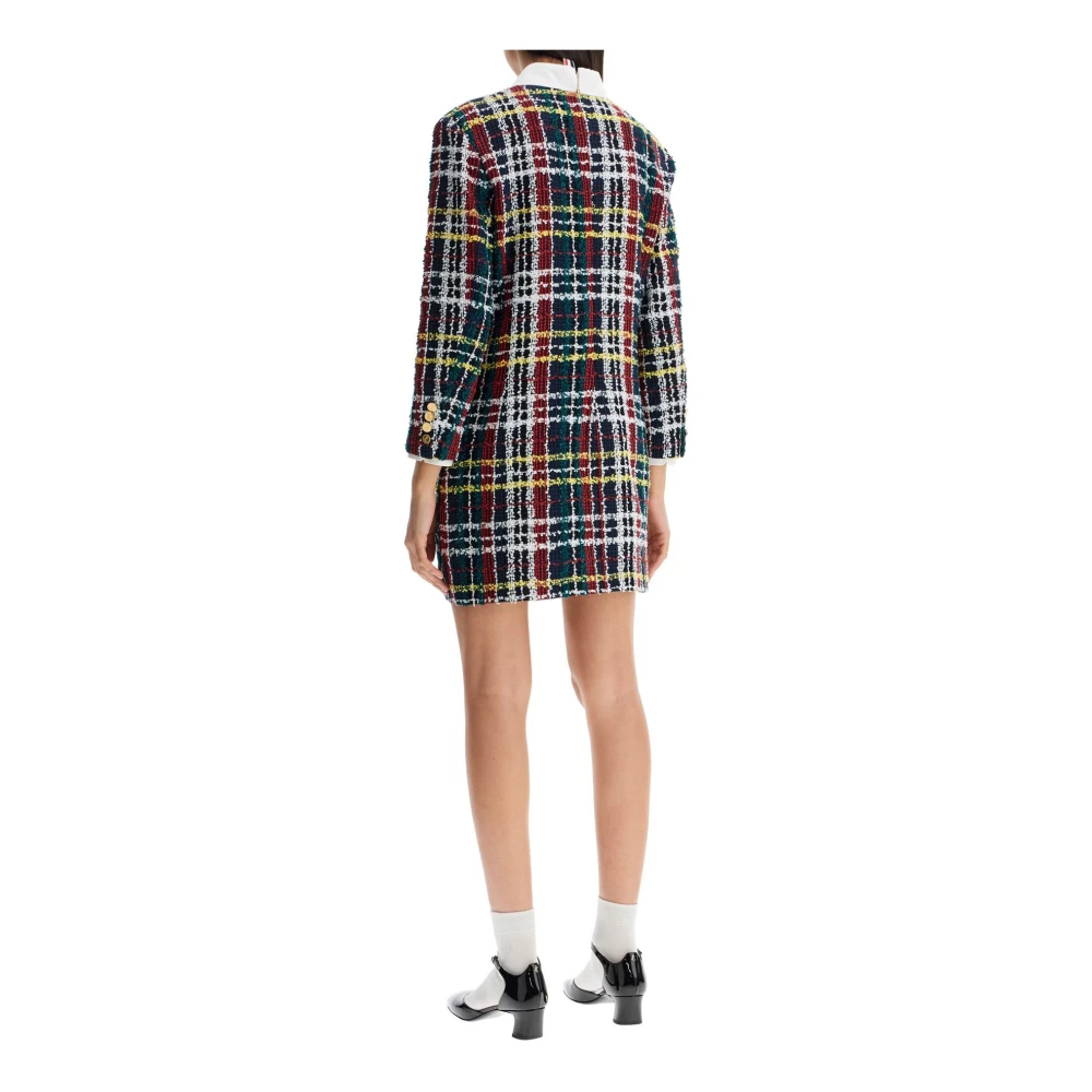 Thom Browne Geruite Tweed Mini Sheath Jurk Multicolor Dames