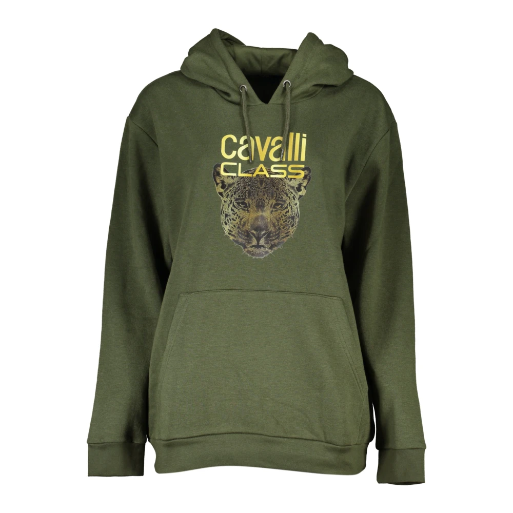 Cavalli Class Groene hoodie met logoprint Green Dames