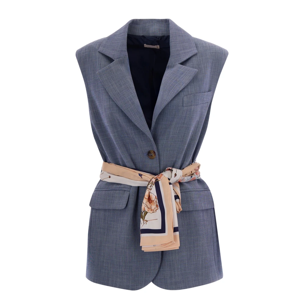 Liu Jo Donna Blu - Gilet Con Foulard - Jackets - M