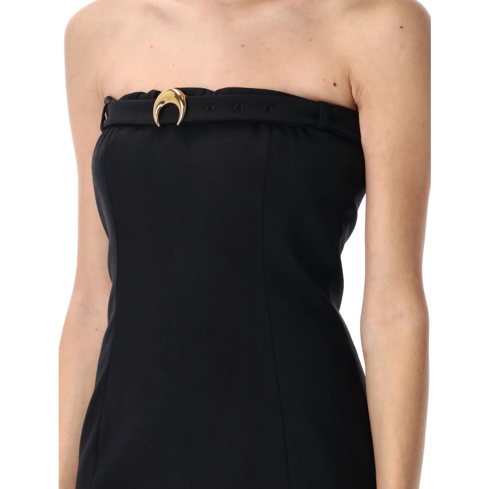 Marine Serre Zwarte Wol Twill Mini Jurk Black Dames