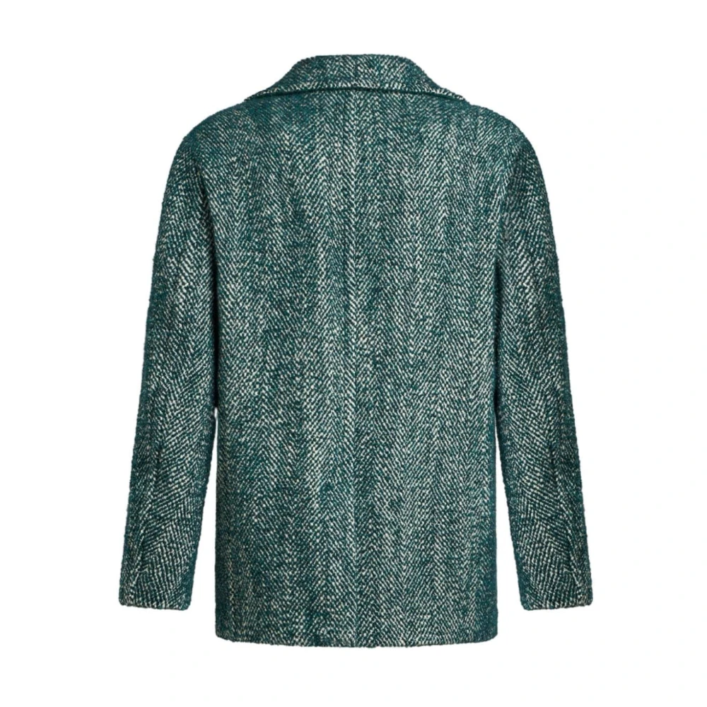 ETRO Groene Wollen Jas met Dubbele Knopenrij Green Heren