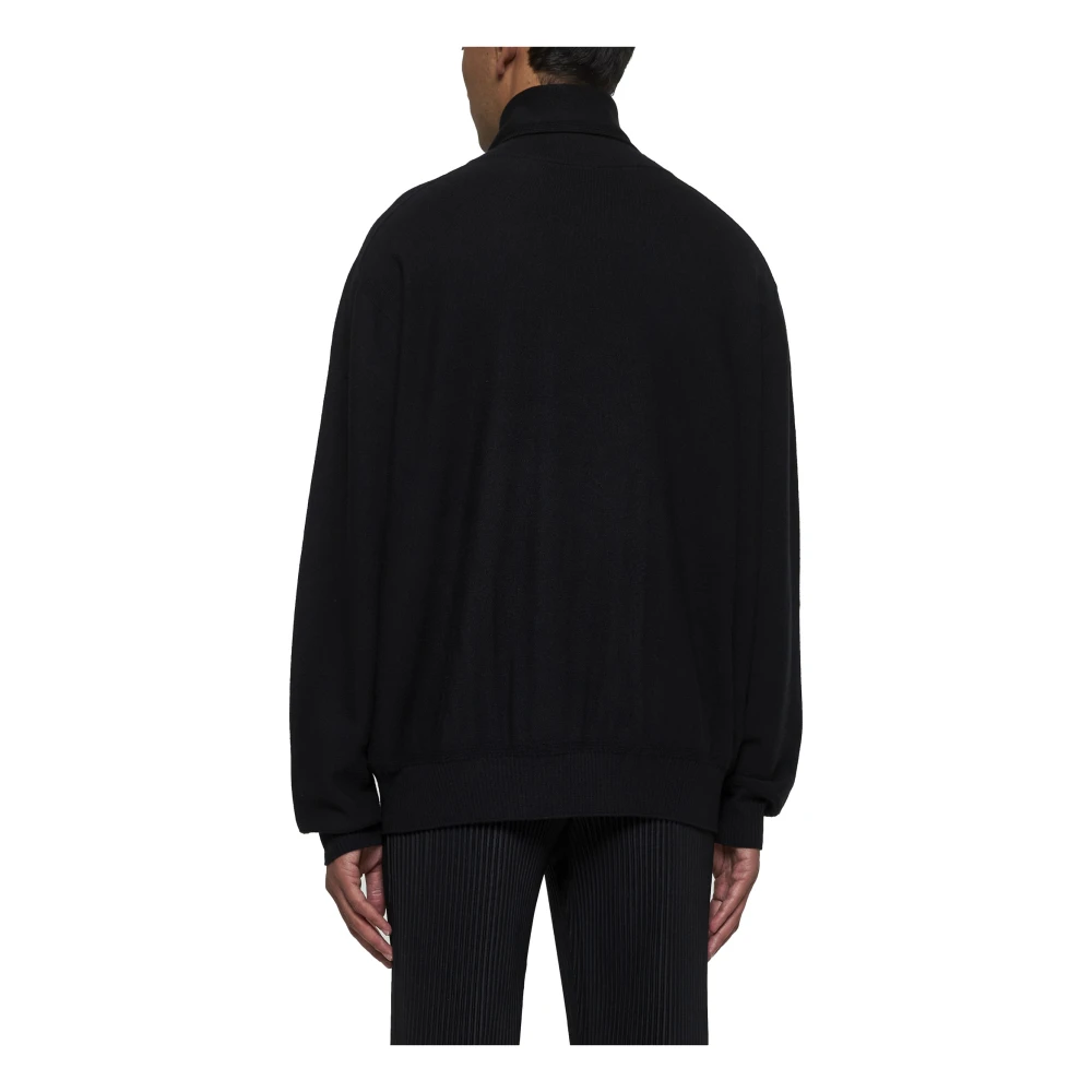 Issey Miyake Zwarte wollen coltrui Black Heren