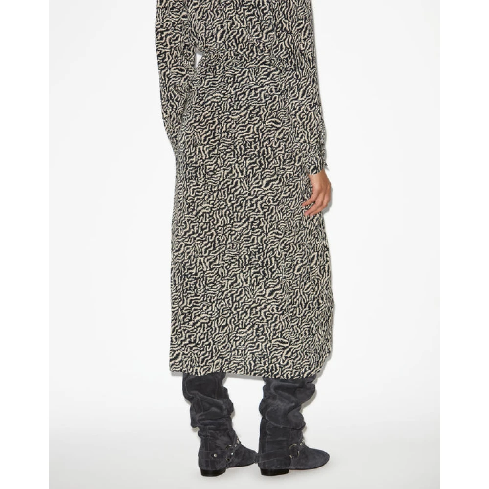 Isabel Marant Étoile Gedrukte Fluide Rok met Riem Black Dames