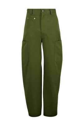 Khakifärgade Couture Söm Bomulls Cargo Byxor