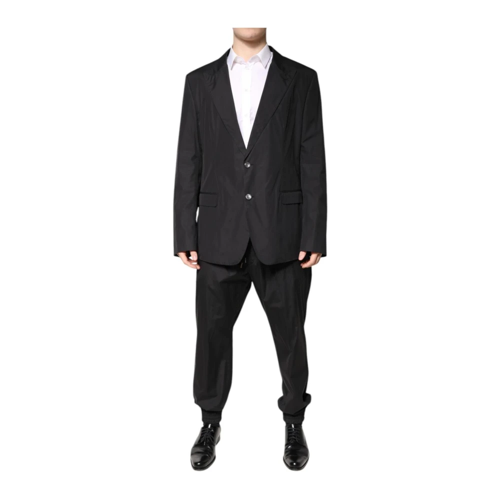 Dolce & Gabbana Men's Black Single Breasted Suits, 4XL, Luxurious Silk-Lined 2-Piece Suit