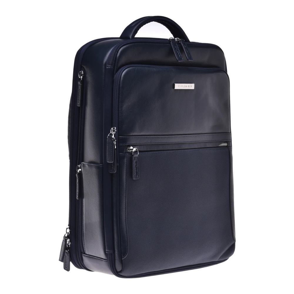 Baldinini Backpack in blue leather and nylon Blue Heren