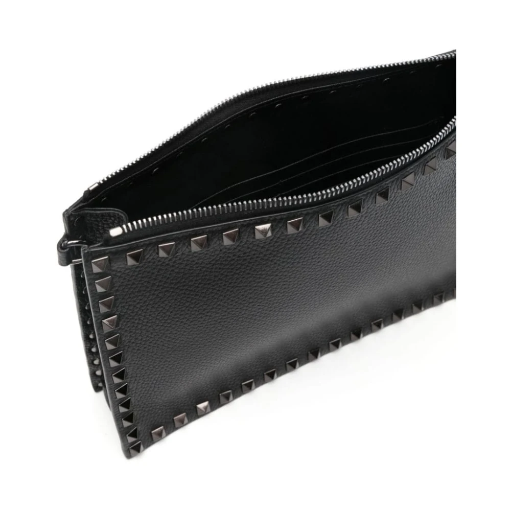 Valentino Garavani Zwarte Korrelige Leren Rockstud Tas Black Heren