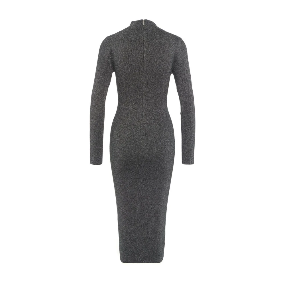 Michael Kors Glinsterende gebreide jurk met hoge kraag Gray Dames