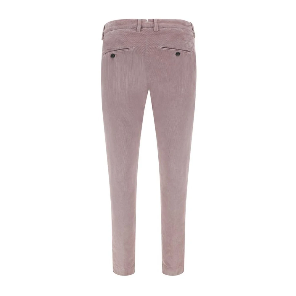 Hand Picked Corduroy Straight Broek met knoopsluiting Pink Heren