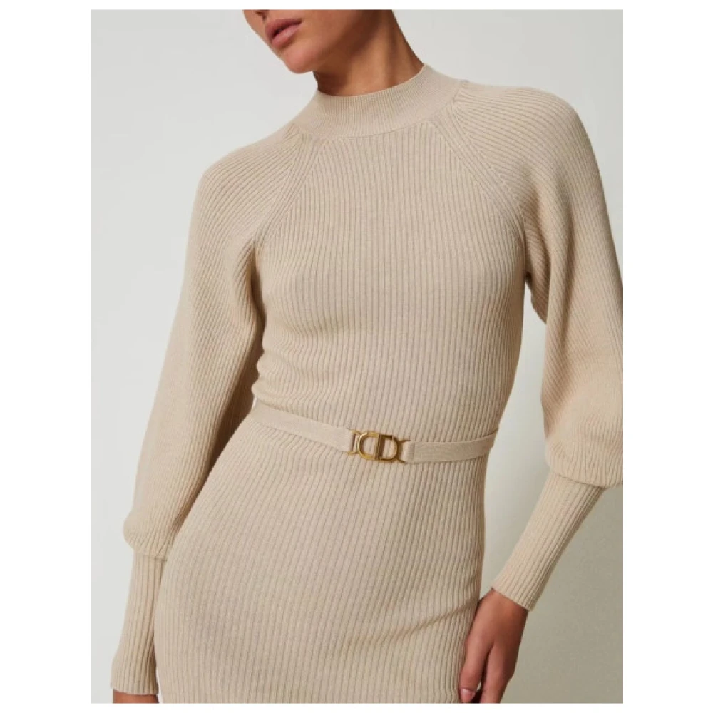 Twinset Gebreide Jurk Beige Dames