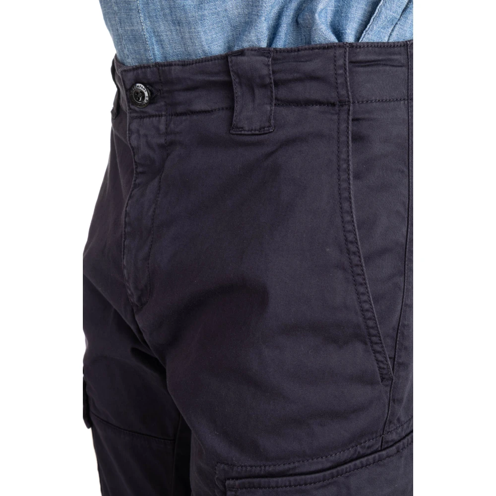 C.P. Company Blauwe Katoenen Broek Ritssluiting Blue Heren