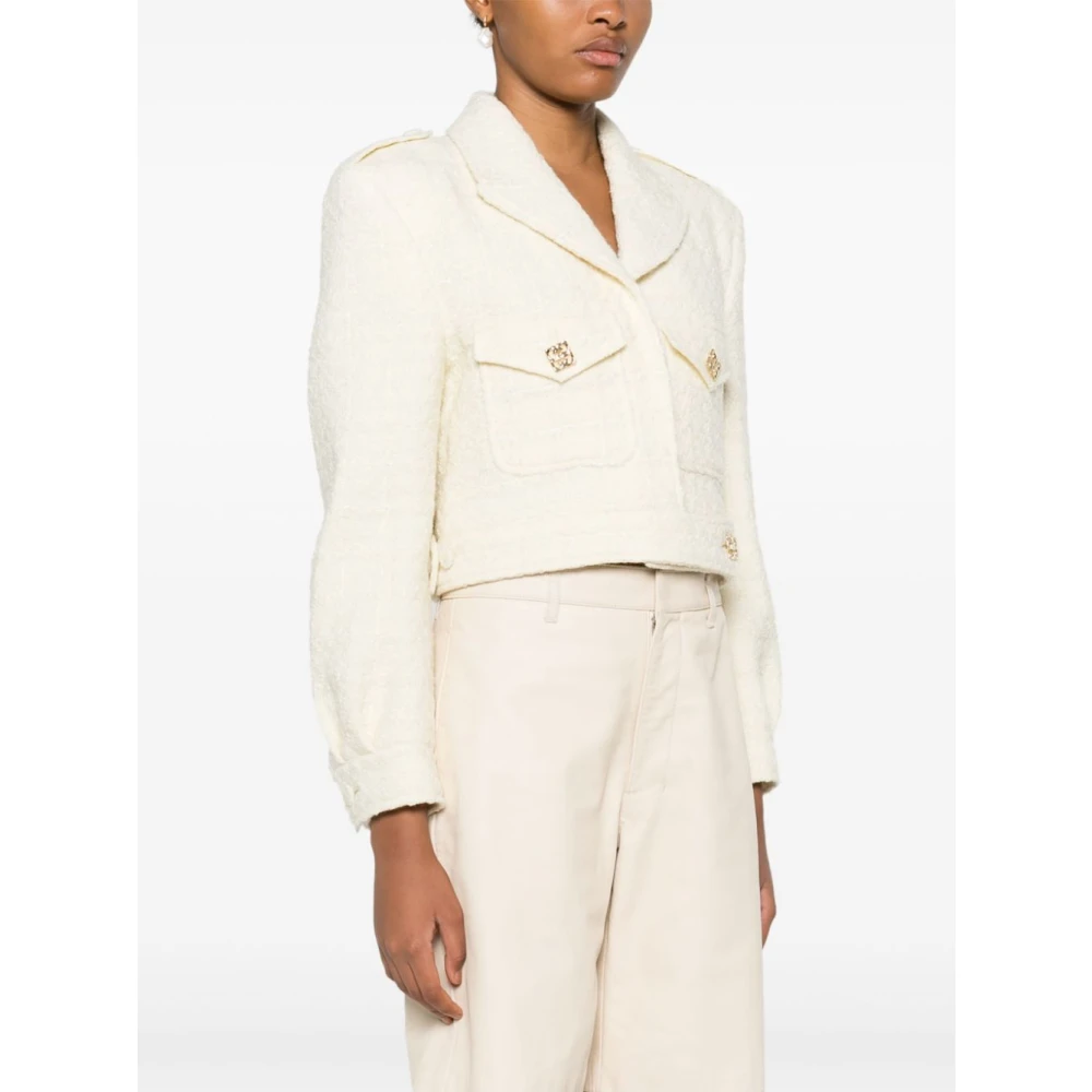 Givenchy Kort Naturel Jasje met Gouden Logo`s Beige Dames