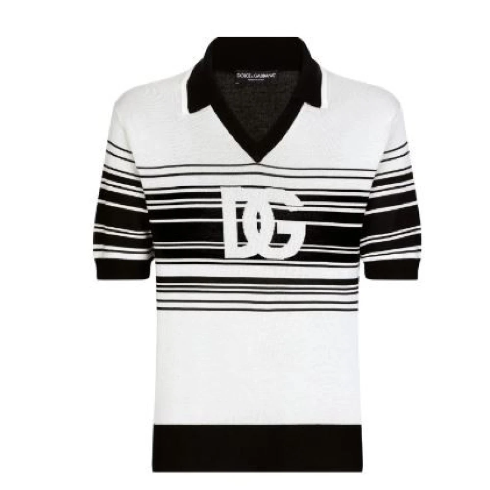 Dolce & Gabbana Zijden Jacquard Polo Shirt White Heren