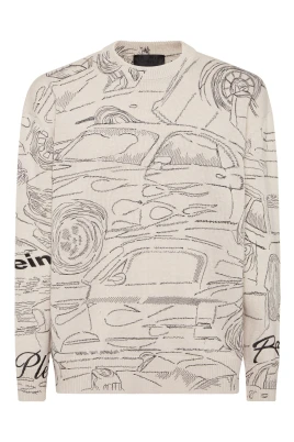 Stickad Pullover Rund Hals LS Cars Racing