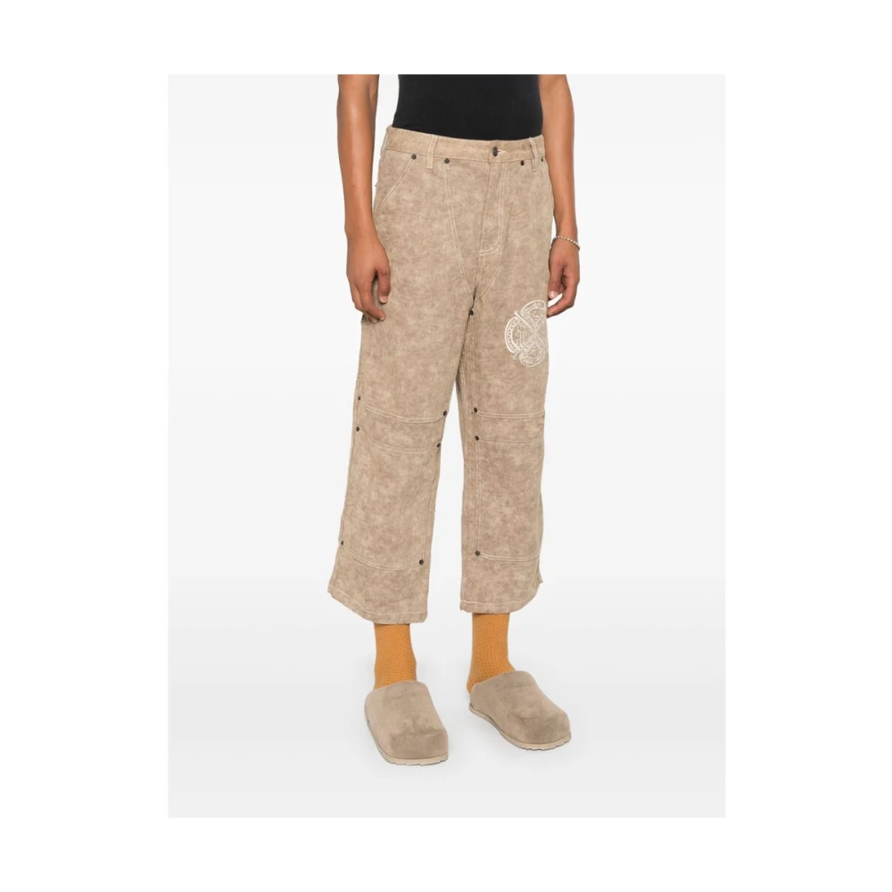 Honor The Gift Wijde Korte Beige Katoenen Broek Brown Heren
