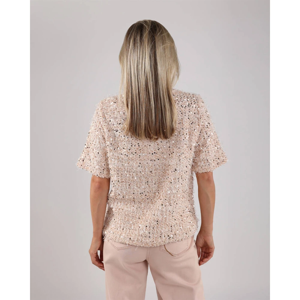 Nukus Octavia Paillet Top Korte Mouw Pink Dames