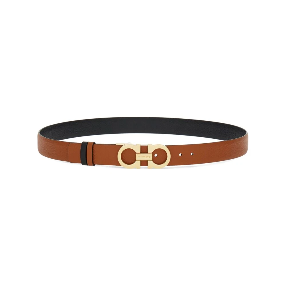 Salvatore Ferragamo Omkeerbare leren riem met Gancini gesp Brown Dames