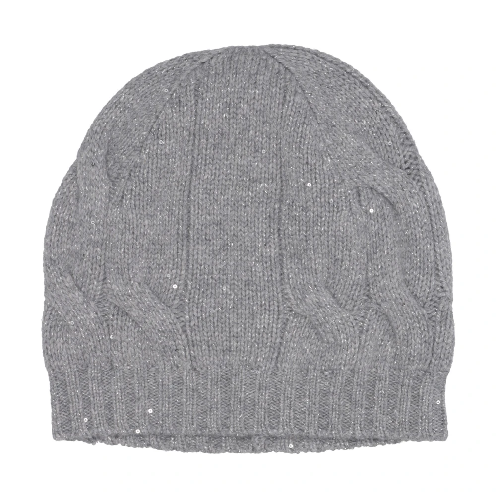 Gran Sasso Mujer Gorro Con Lentejuelas Y Punto Trenzado