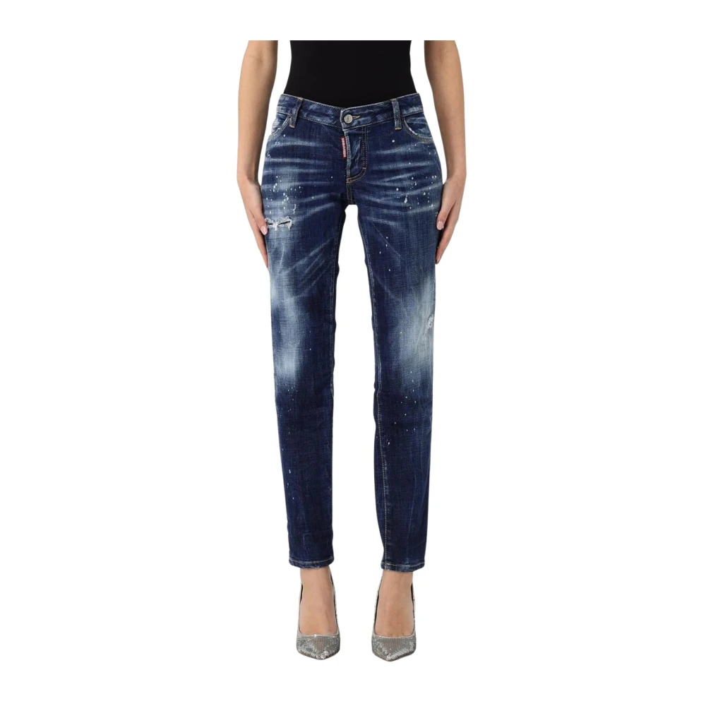 Dsquared2 Women's Blue Slim-Fit Jeans,, Distressed Skinny Jeans Small