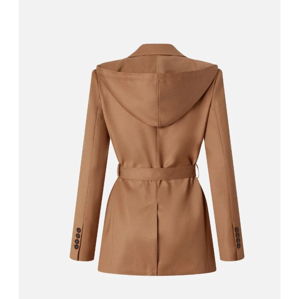 pinko Bruine Flanellen Jas met Grote Capuchon Brown Dames